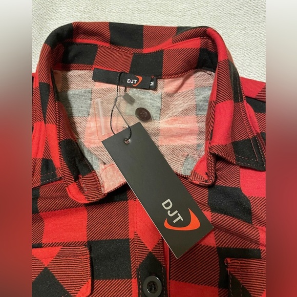 DJT Women’s Roll Up Long Sleeve Collared Button Down Plaid Shirt Medium NEW - Picture 11 of 11